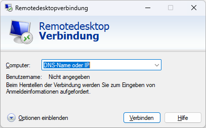 Remotedesktopverbindung – Computername eingeben